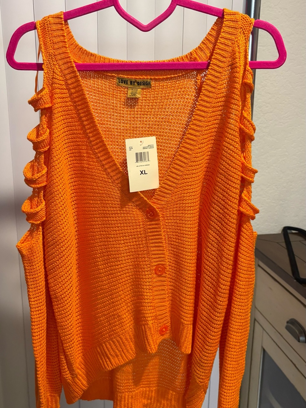 Love By Design Bright Orange Button-Front Knit Cardigan